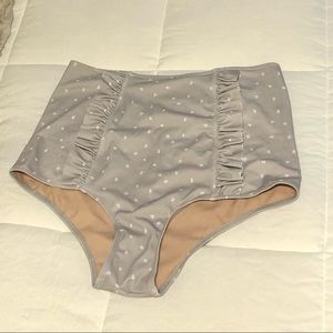 Kortni Jeane Beige Flake High Waisted Ruffle Down Bottoms
